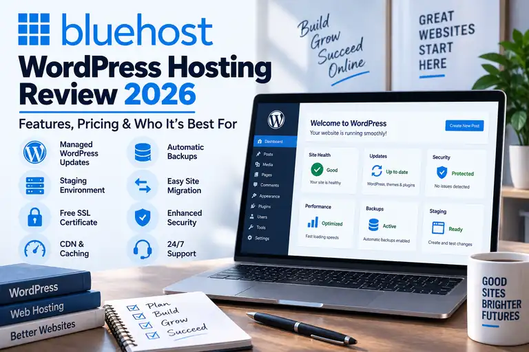 Bluehost Review 2026 – Pricing, Performance, Pros & Cons Bluehost review 2026 with pricing, performance, pros and cons