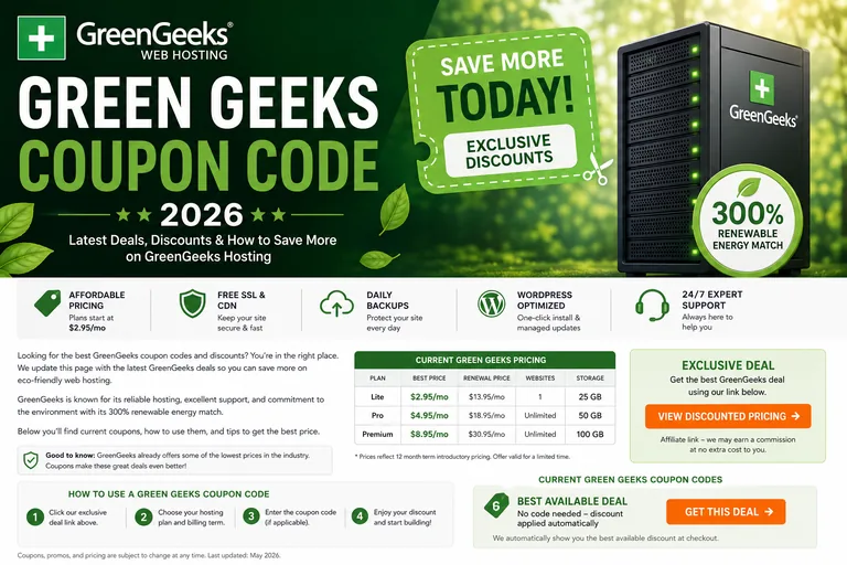 GreenGeeks Coupon Code 2026 GreenGeeks coupon code and hosting deals for 2026