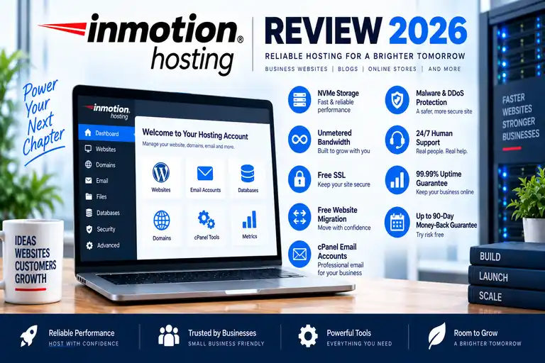 InMotion Hosting review showing cPanel hosting features for 2026