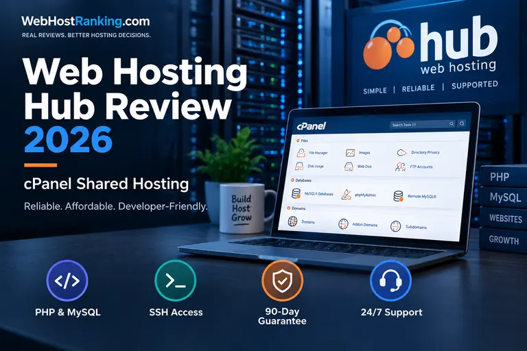 Web Hosting Hub review for 2026 featuring cPanel shared hosting